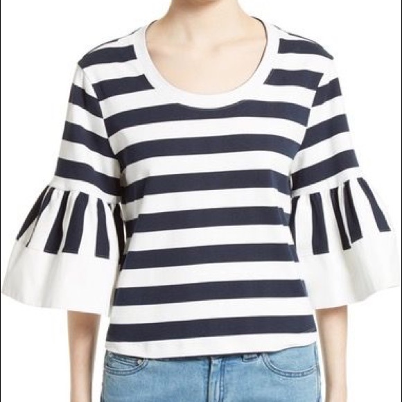 Chloe Tops - SEE BY CHLOÉ STRIPED BELL SLEEVE BLOUSE